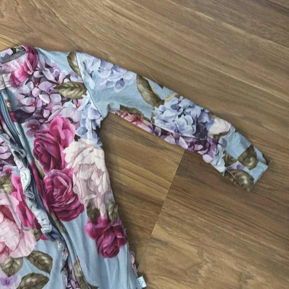 Posh Peanut baby Girls 3-6 Months Roses Floral Footed Sleeper Pajamas